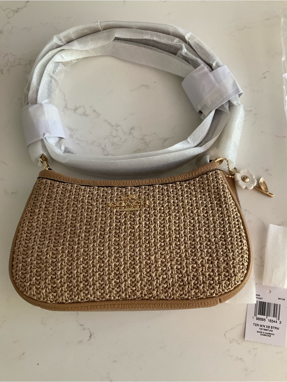COACH Teri Mini Straw Shoulder Bag NWT - Picture 2 of 6